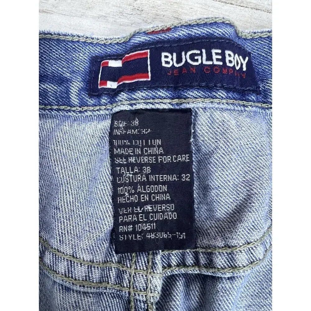 Vintage Bugle Boy Jeans Men 38x32 (36x30) Light Wash 90s Straight Leg Denim